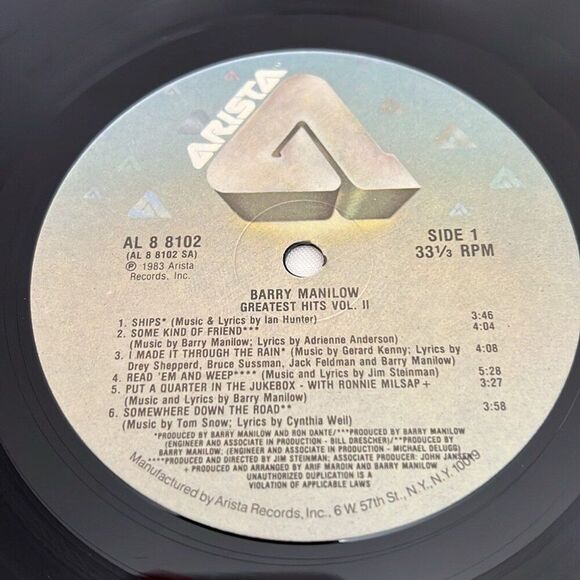 LP Vinyl Barry Manilow Greatest Hits Volume II with Dust Cover and Sleeve - Picture 6 of 8